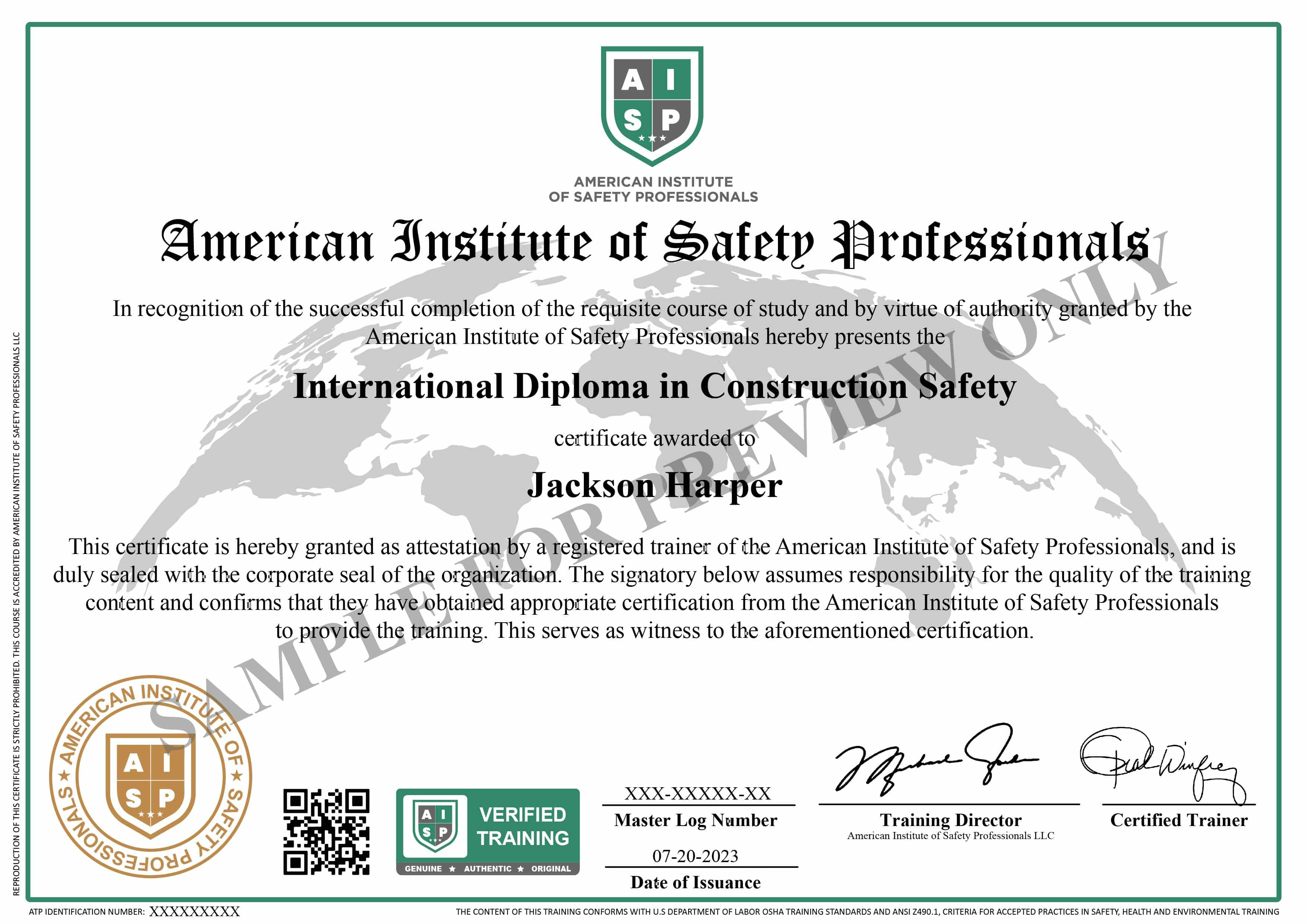 DIP/AISP1016 International Diploma in Safety Engineering American