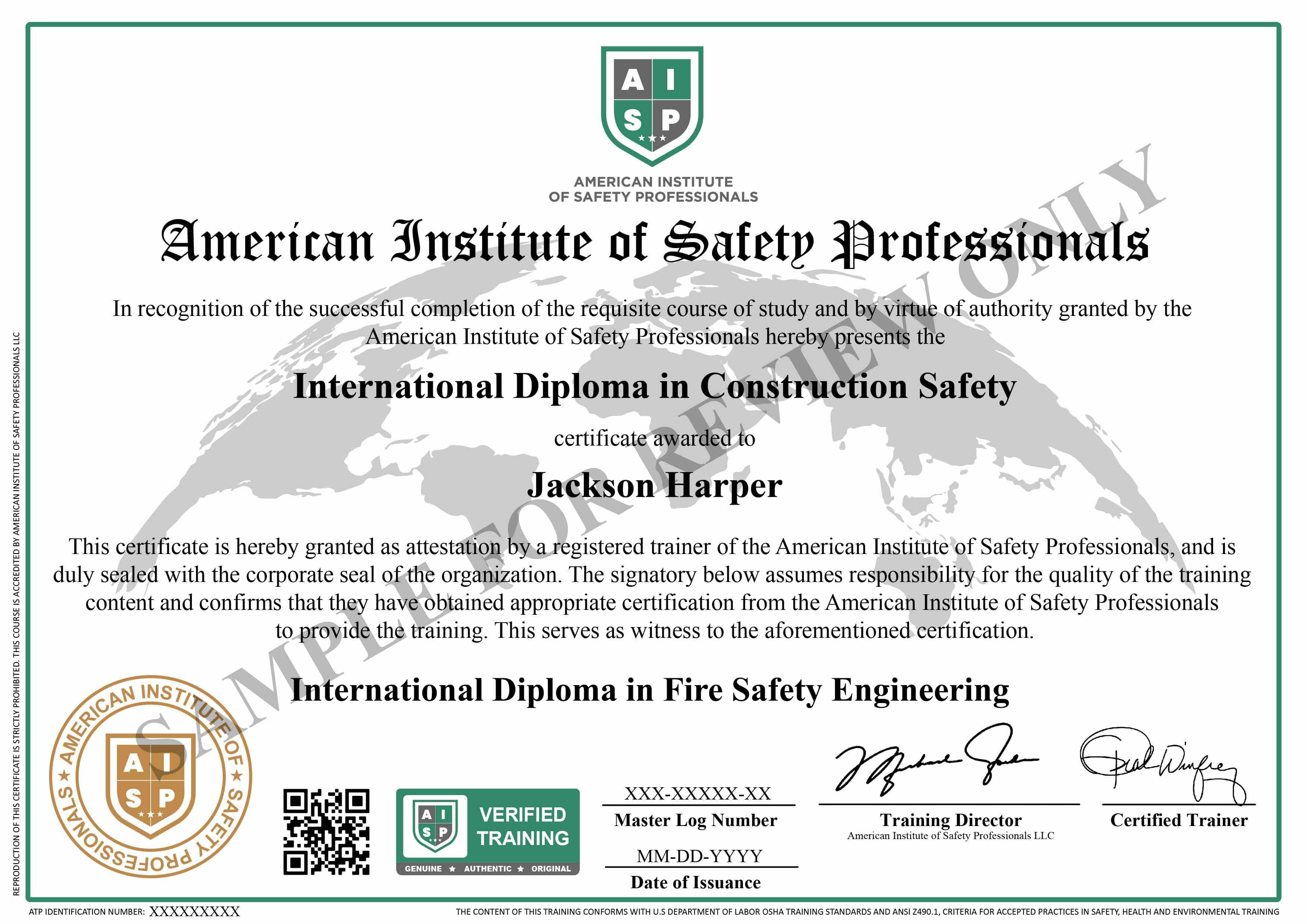 DIP/AISP1001 International Diploma in Fire Safety Engineering